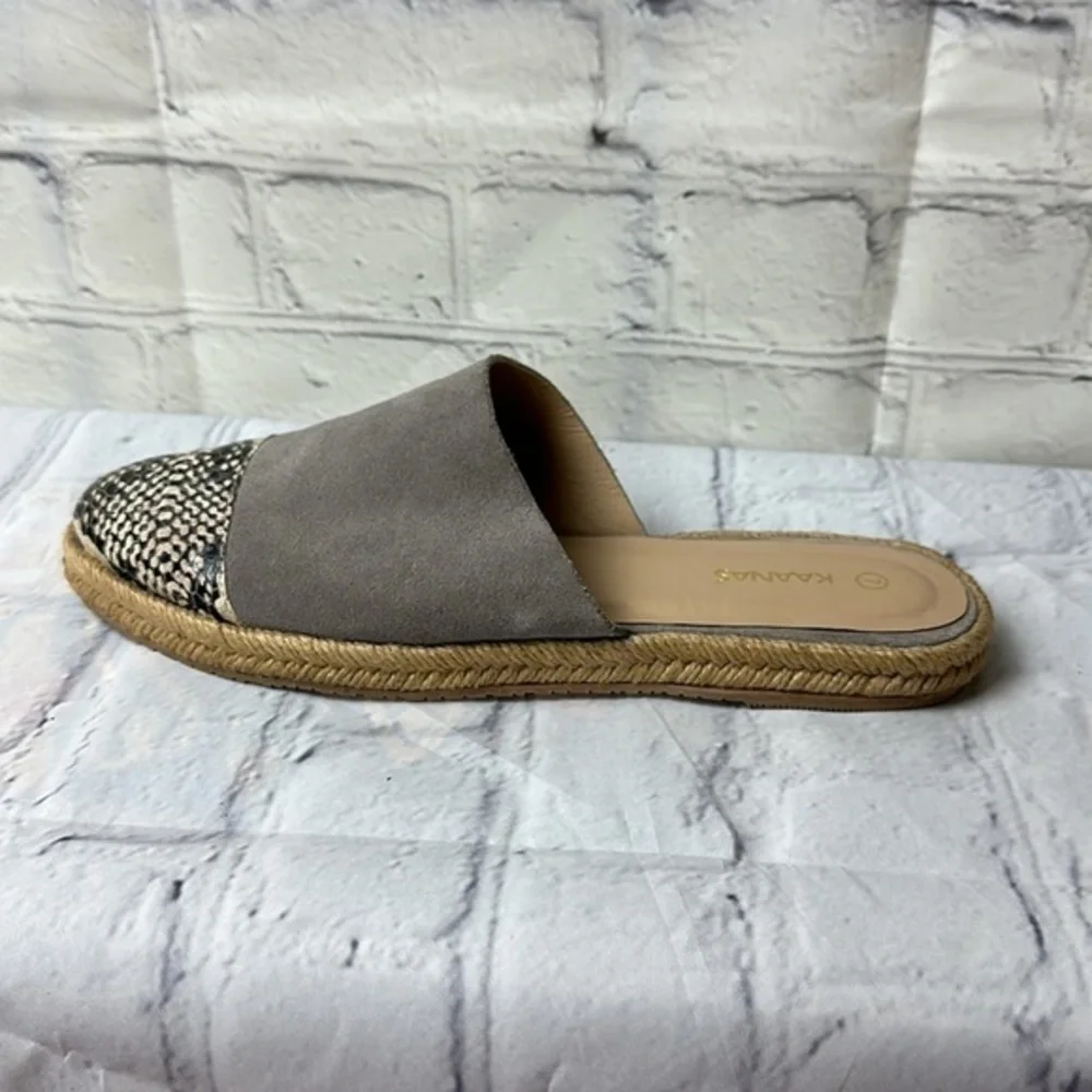 Kaanas Melilla Snakeskin Print Espadrille Mule‎ Slide Flat Shoes Size 7